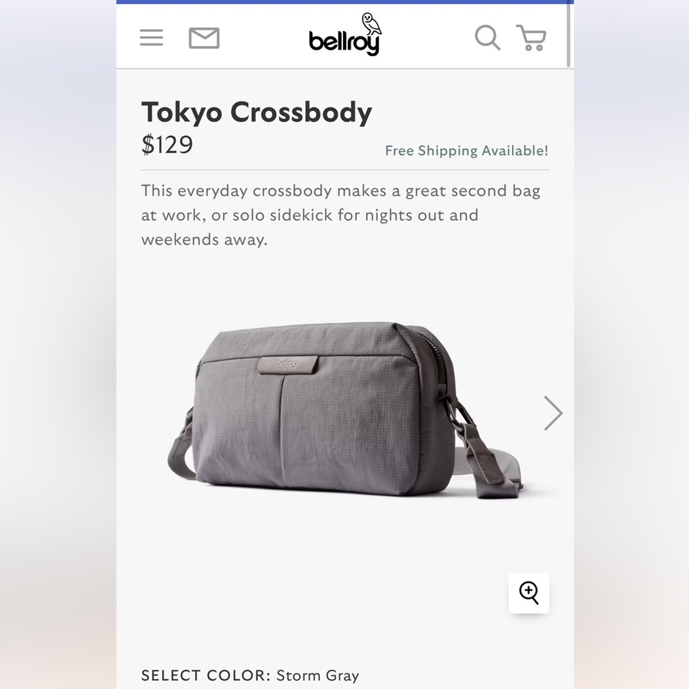 Bellroy Tokyo Crossbody Bag in storm gray